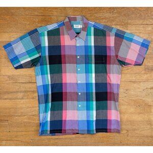 Vintage Mens Colorful Shirt Size Large 90s Pierre Cardin Striped/Plaid  Unique c